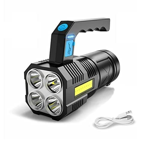 Image of GUODSKHOO LED Flashlight Torch Rechargeable COB Spotlight Lantern Work Light Handheld Searchlight Waterproof and 4 Modes Portable Emergency Torches Lamp for Hiking Fishing Camping