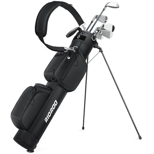 Image of RIOROO Golf Stand Bag, Lightweight Pencil Bag with Padded Strap, 3 Way Divider 4 Pockets, Ideal for the Driving Range, Par 3, Nine Hole Courses and Executive Golf