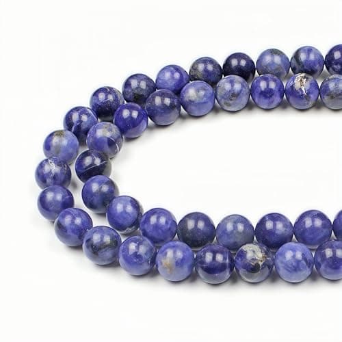 Image of MJDCB Natural Round Stone Beads 6mm Sodalite Loose Gemstone Beads for Jewelry Making Bracelet Necklace 60pcs