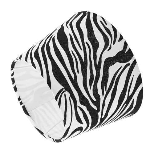 Image of TOKIDNY Fabric Drum Lampshade Small Zebra Pattern Lamp Cover for Desk and Floor Lamps in Vintage or Minimalist Interiors