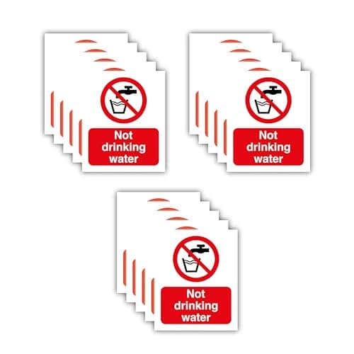 Image of 11CM X 9CM Pack of 15 Self Adhesive Not Drinking Water Sign Vinyl Stickers.