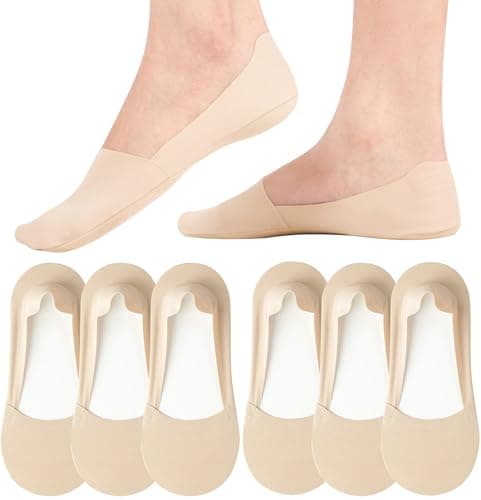Image of No Show Trainer Socks Womens - Non Slip Invisible Socks Ladies Low Cut Liner Footies Thin Silk Socks for Canvas Loafers Lightweight 6 Pairs