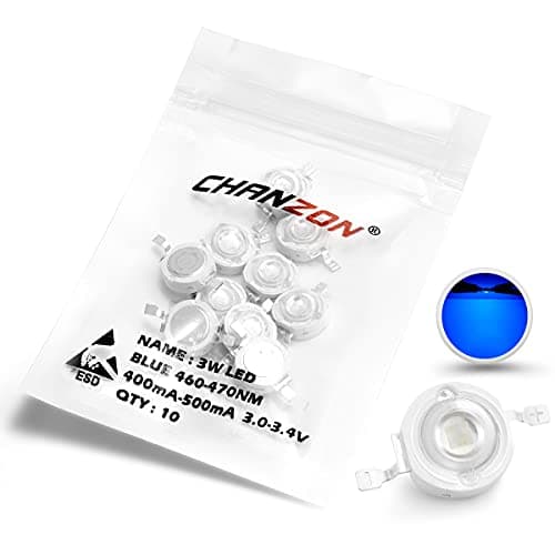 Image of CHANZON 10 pcs High Power Led Chip on Board 3W Blue (400mA - 500mA / DC 3V - 3.4V / 3 Watt) Super Bright Intensity SMD COB Light Emitter Components Diode 3 W Bulb Lamp Beads DIY Lighting
