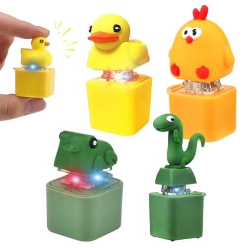 Image of 4 Pcs Frog Keyboard Fidget Toy, Frog Croaking Fidget Toys Adults Kids with Sound & LED Light, Quacking Duck Lizard Keychain Button Keyboard Clicker, Anxiety Stress Relief Toys, Funny Boys Girls Gifts