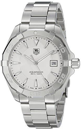 Image of TAG Heuer Men's 'Aquaracer' Quartz Stainless Steel Dress Watch, Color:Silver-Toned (Model: WAY1111.BA0928)