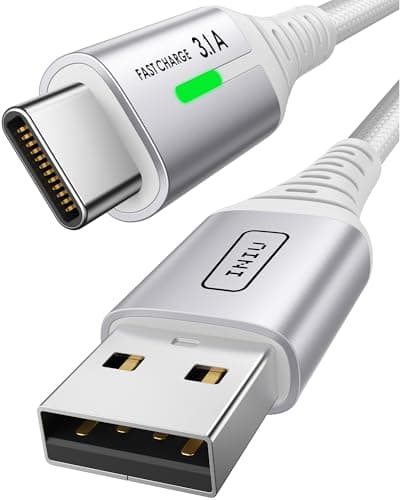 Image of INIU USB C Charger Cable, [2m White] 3.1A Type C Cable Fast Charging, Braided USB A to USB-C Phone Charger Cable USBC for iPhone 17 16 Pro Samsung Galaxy S25 S24 S23 Huawei P9 Pixel 10 9 iPad etc.