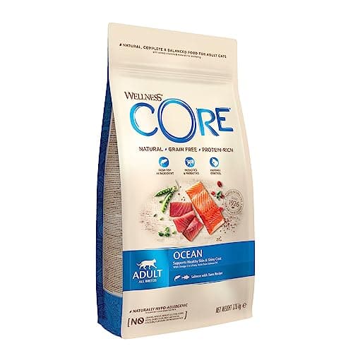 Image of Wellness CORE Ocean 1.75 kg, Salmon & Tuna – Dry Cat Food for Adult Cats, Grain-Free, Natural, Hypoallergenic, Protein-Rich, High Fish Content, Supports Healthy Skin & Shiny Coat