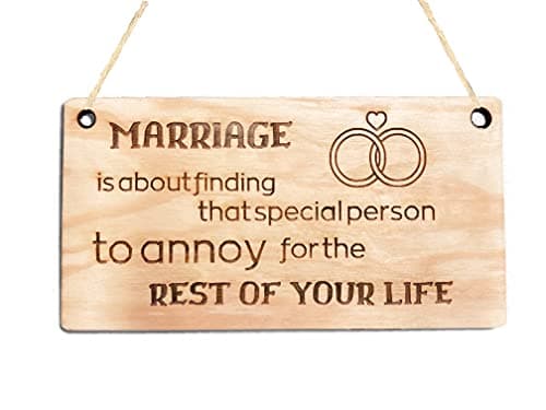 Image of Pet-Jos Marriage Hanging Hours Sign Decor Gift Wooden Decoration Wedding Just Married Wooden Plaque Natural Decoration