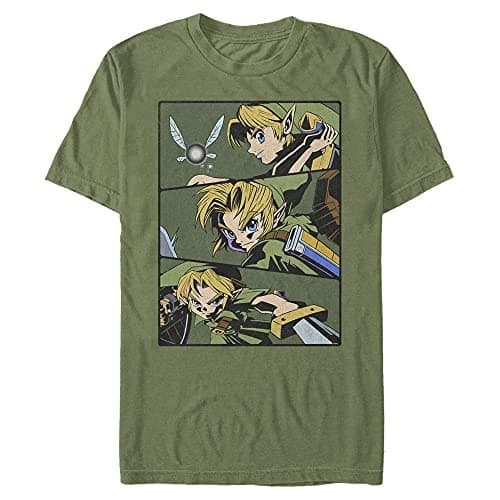Image of Nintendo Men's Anime Slice T-Shirt, Military Green, Medium