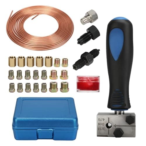 Image of ballity 3/16 Inch Brake Pipe Flaring Tool, Handheld Pipe Expander with Metal Head, 4.75 mm Universal Brake Line Flaring Tool Set, 7.62 m Ø4.75 mm Brake Line with 16 Connections + 5 Connectors