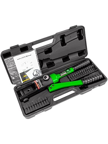 Image of AMZCNC 16 Ton Hydraulic Wire Crimper Battery Cable Lug Terminal Crimping Tool WIth Standard US cable Dies,Crimps 6 AWG to 600 MCM, Cable Crimping Tool ​with 13 Pairs of Standard US cable Dies