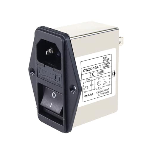 Image of IEC Socket Power Filter CW2B-T CW2C-T 3A 6A 10A EMI Electromagnetic Filter with Light Safety Switch - for Industrial Equipment (CW2C-10A-T)