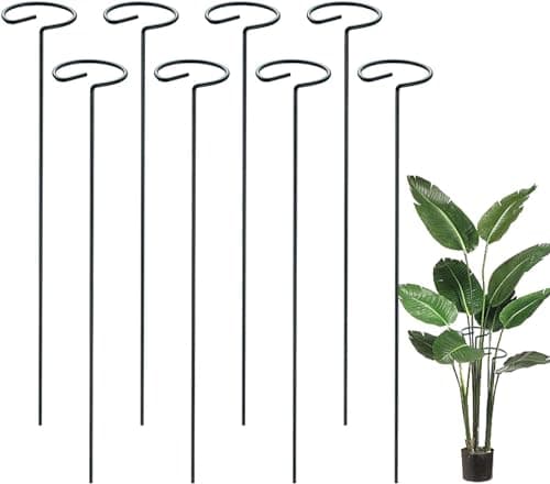 Image of Garden Mile Heavy Duty Large Circular Plant Growing Support Frame Adjustable Spiral Rings Plant Support Stakes for Climbing Plants, Flower and Vegetables 10pc Single Stem Metal Plant Support Rings