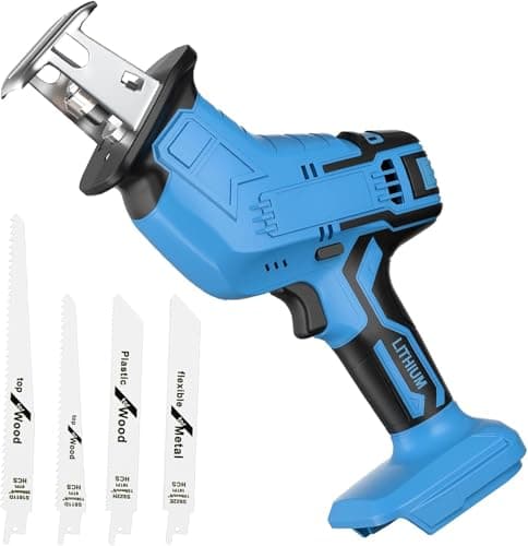 Image of Cordless Reciprocating Saw for Makita 18V Battery (No Battery), Brushless Reciprocating Saw 3500SPM Stroke Speed with 4 Blades for Metal/Wood/PVC Cutting Tool