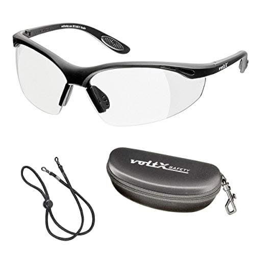 Image of voltX Safety Glasses with Prescription Lenses and Safety Cord with Stopper - Anti-Scratch & Anti-Fog, UV Protection, transparent