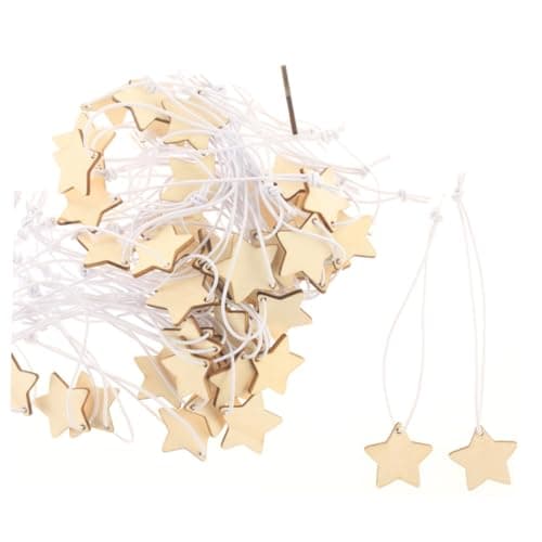 Image of CATIEBYE Wine Bottle Pendant Tags with Hanging Rope, Five-pointed Star Shape Wooden Rustic Beige 50pcs DIY Craft Decorations for Prints and Paints, for Home and Kitchen Décor