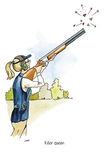 Image of Killer Queen LADIES A5 Clay Pigeon Target Shooting Greeting Card with envelope - blank inside for your own message. (AC59)