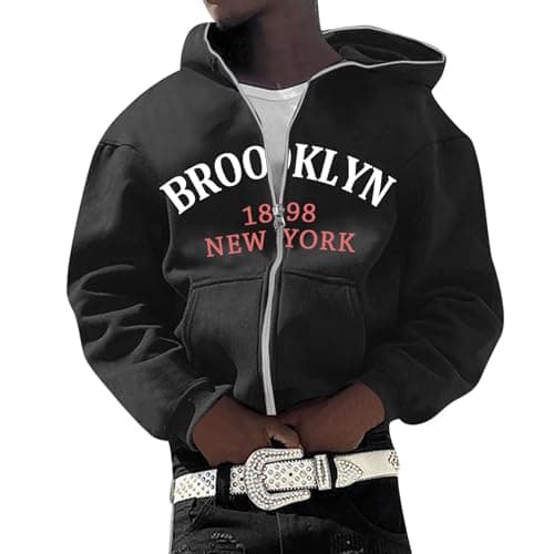 Image of Hoodie Men Winter Jacket Hoodie Men Women Hoodie European American Embroidery Casual Hip Hop Hoodie Cardigan Coat, black, S