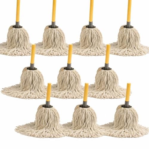 Image of Pack Of 10 Socket Cotton Mop Heads Replacement, Super Absorbent, No.14, for Wet and Dry Floor Cleaning
