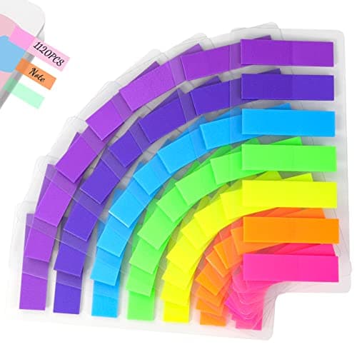 Image of Qufiiry 1120 Pcs Sticky Tabs, Index Tabs, Book Tabs with 7 Color, Writable and Repositionable Page Markers Labels, File Tabs Flags for Reading Notes, Notebook, Books, Classify Files