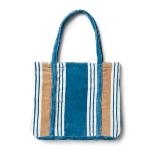 Image of Christy College Tote Bag| Yarn-dyed striped fabric | Soft Towelling Straps|Lagoon Teal