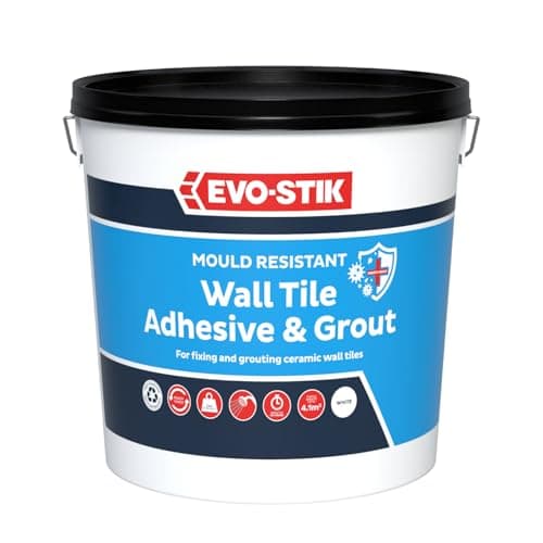 Image of EVO-STIK Mould Resistant Wall Tile Adhesive & Grout White - 5L - Ready-Mixed - Waterproof - 2-in-1 Adhesive & Grout for Bathrooms - Kitchens & Showers