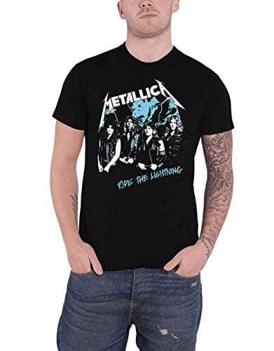 Image of Metallica T Shirt Vintage Ride The Lightning Band Logo Official Mens Black M