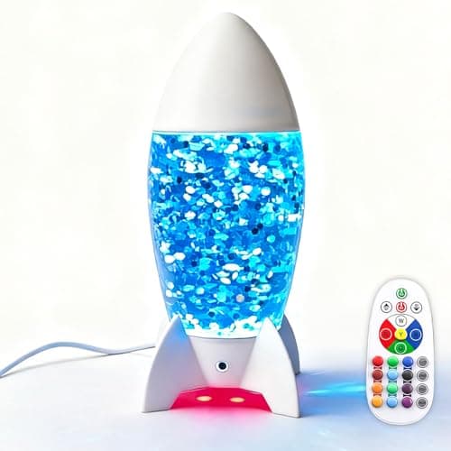 Image of GANBIPU Glitter Lamp, 16 Colors 4 Modes, Rocket Shape, Red Base Light, Bedroom Decor