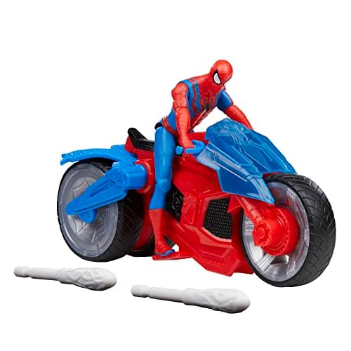 Image of Spider-Man Marvel Web Blast Cycle Toy Set with 10-cm Action Figure and 2 Web Projectiles