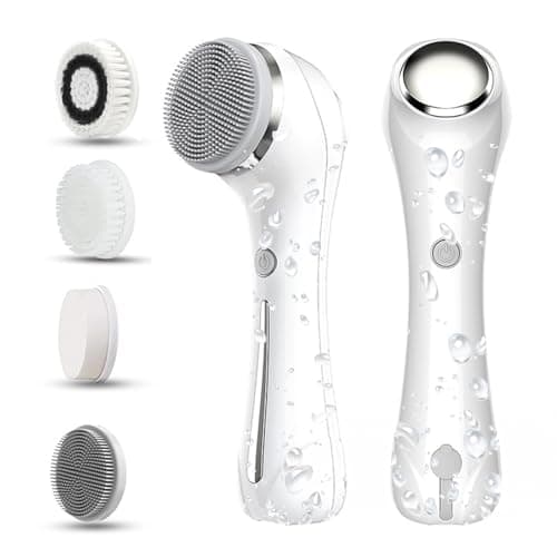 Image of Facial Cleansing Brush, 2 in 1 Ｗaterproof IPx7 Facial Spin Scrubber Set with 4 Brush Heads, Rechargeable Exfoliating Face Brush Deep Cleansing, Gently Exfoliate and Remove Blackhead
