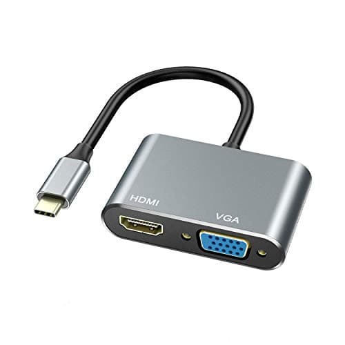 Image of USB C to HDMI VGA Adapter with 4K HDMI, 1080P VGA, ABLEWE USB C Adapter Thunderbolt 3 to HDMI VGA for MacBook/MacBook Pro/Air,Chromebook Pixel,LenovoYoga,Dell XPS 13,Samsung Galaxy and More