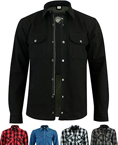 Image of Texpeed Mens Motorcycle Motorbike Jacket - Biker Shirt Made With 280gsm Aramid And Protective CE Armour (EN 1621-1) Black - 2XL