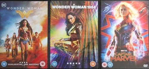 Image of SUPERWOMEN TRILOGY 1-3 COMPLETE COLLECTION / 1. WONDER WOMAN / 2. WONDER WOMAN 1984 / 3. CAPTAIN MARVEL = ULTIMATE 3x DVD UK SET