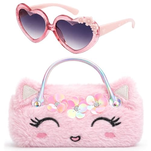 Image of Hifot Unicorn Kids Sunglasses with Eyeglass Case, Portable Hard Sunglasses Pouch with Handle UV Protection