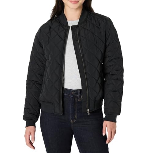 Image of Amazon Essentials Women's Regular-Fit Quilted Bomber Jacket, Black, M