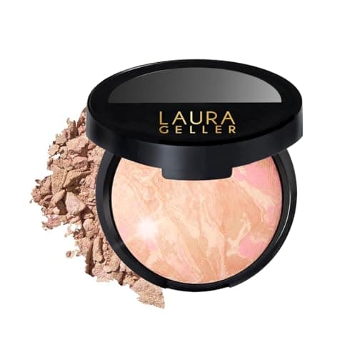Image of LAURA GELLER Baked Balance-n-Glow Illuminating Powder Foundation (Porcelain) Buildable Sheer to Light Coverage Baked Foundation, Satin Finish