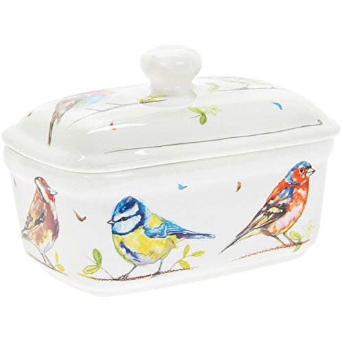 Image of The Leonardo Collection Country Life Birds Butter Dish, Fine China, Multicolour, 17x10x11cm, LP93723