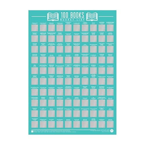 Image of Gift Republic GR630003 100 Books Scratch Off Bucket List Poster, Blue, 42 x 59.4 x 0.02 cm, Living Room