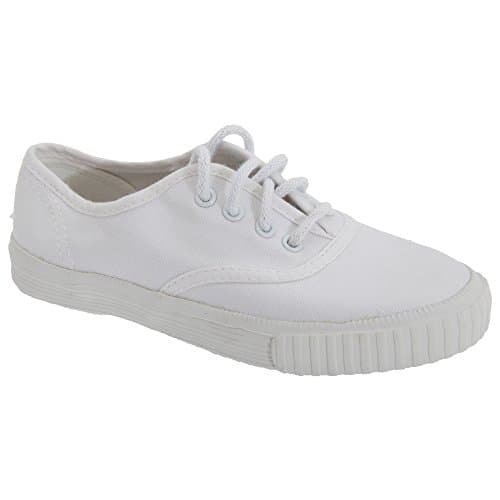 Image of Dek Junior Lace 4 Eyelet Classic School Plimsolls - White Canvas, Mens UK 9 / EU 43