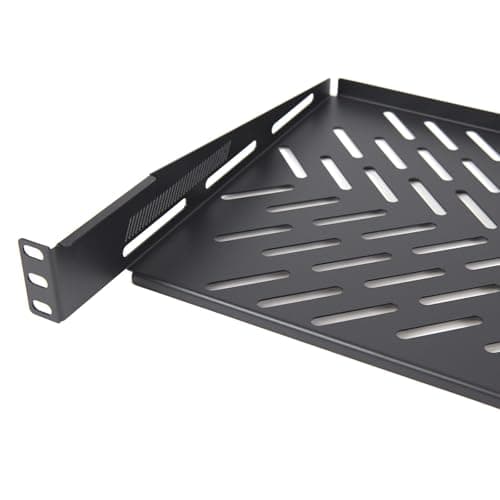 Image of kenable Pro Vented Cantilever Shelf 1U 300mm Deep Black for 19 inch Data Cabinet Rack with Side and Bottom Ventilation 25kg Capacity