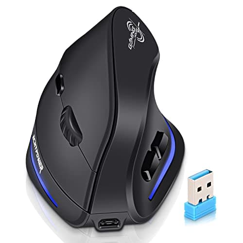 Image of ECHTPower Vertical Ergonomic Mouse Wireless, Rechargeable 2.4G Optical USB Mouse for Laptop/Desktop/PC/Macbook with 1000/1600/2400/3200/4000/4800 DPI,6 Buttons(Wireless Mouse)