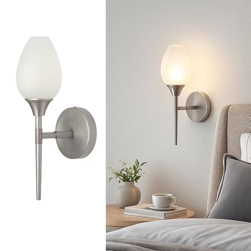 Image of Aisilan Modern Frosted Glass Wall Light, Solid Brass Body with Brushed Nickel Finish, Hardwired G9 Indoor Wall Lamp for Bedroom Hallway Living Room – Bulb Not Included