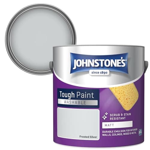 Image of Johnstone's - Washable Paint - Frosted Silver - Matt Finish - Emulsion Paint - Highly Durable - Stain Resistant - Non Toxic & Low Odour - 12m2 Coverage per Litre - 2.5L