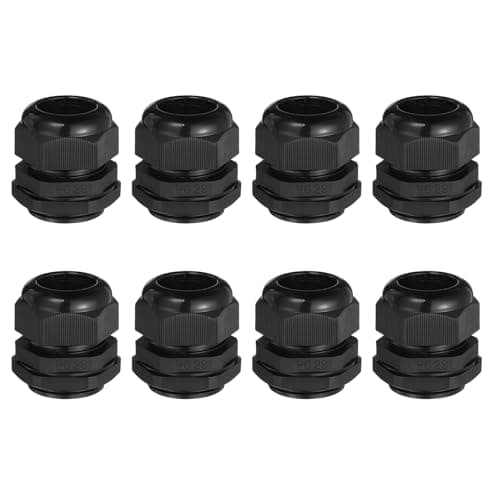 Image of sourcing map 8 Pcs PG29 Cable Gland, 18-25mm Wire Hole Strain Relief Joint for Cable Fixing, Wiring, Repairing, Gland Replacement, Electrical Appliances, Black