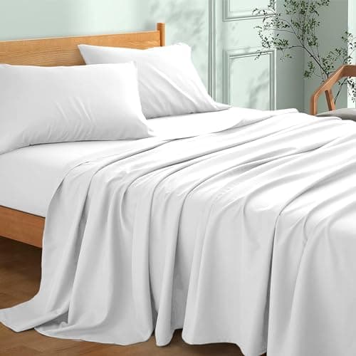 Image of My Home Store Premium Soft Flat White Sheet 100% Egyptian Cotton 300TC Hotel Quality Easy Care Flat Bed Sheets Fade Resistant Bedding (Super King (275 x 310cm))