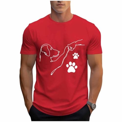 Image of Mens T Shirt Casual T Shirts Basic Tshirt Breathable T-Shirt Summer T-Shirts Fashion Tshirts Sport Shirt Smart Top Training Tee Shirt Active Sportswear Hawaiian Tee Shirts Red S