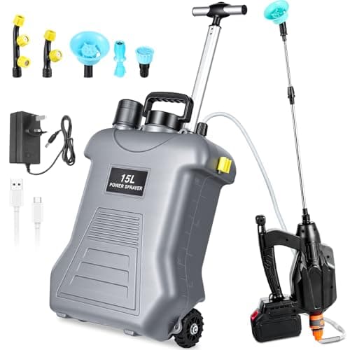 Image of Ankishi 21V 3.0Ah Cordless Backpack Sprayer with 15L Capacity, Wheeled, 3-Speed Adjustment - High Pressure Garden Sprayer with Ergonomic Design