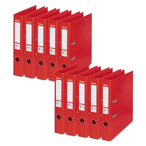 Image of Esselte Mini Lever Arch File PVC Slotted 50mm Spine A4 Red Ref 48073 [Pack 10]