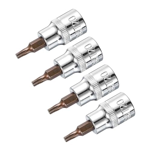 Image of sourcing map 4pcs 3/8" Drive x T20 Torx Bit Socket, S2 Steel Bits CR-V Sockets 48mm Length Use with Ratchet Wrench, Slide Bar, Extension Rod