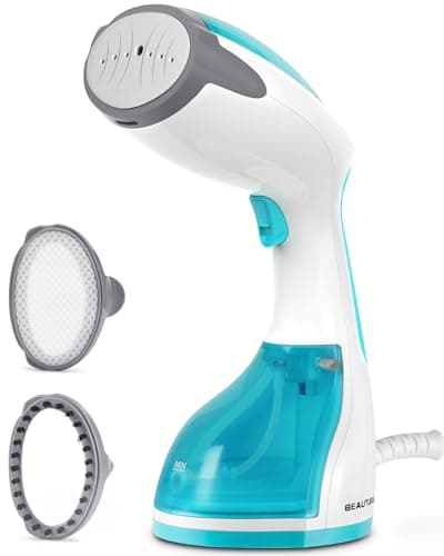 Image of BEAUTURAL Clothes Steamer, Portable Handheld Steamer, Garment Fabric Wrinkles Remover, 30-Second Fast Heat-up, Auto-Off, Large Detachable Water Tank, Azul